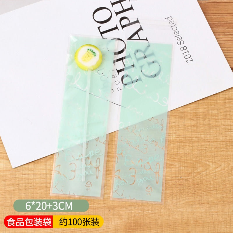 Wholesale 100PCS Long Baking Self-adhesive Bag Cookie Bag Biscuit Ziplock Bag